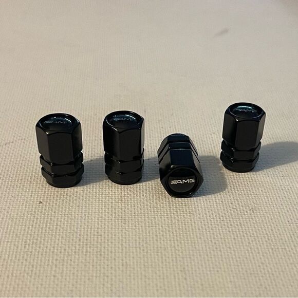 AMG Mercedes Benz Logo valve Stem caps in Black set of 4 NWT - Picture 2 of 5